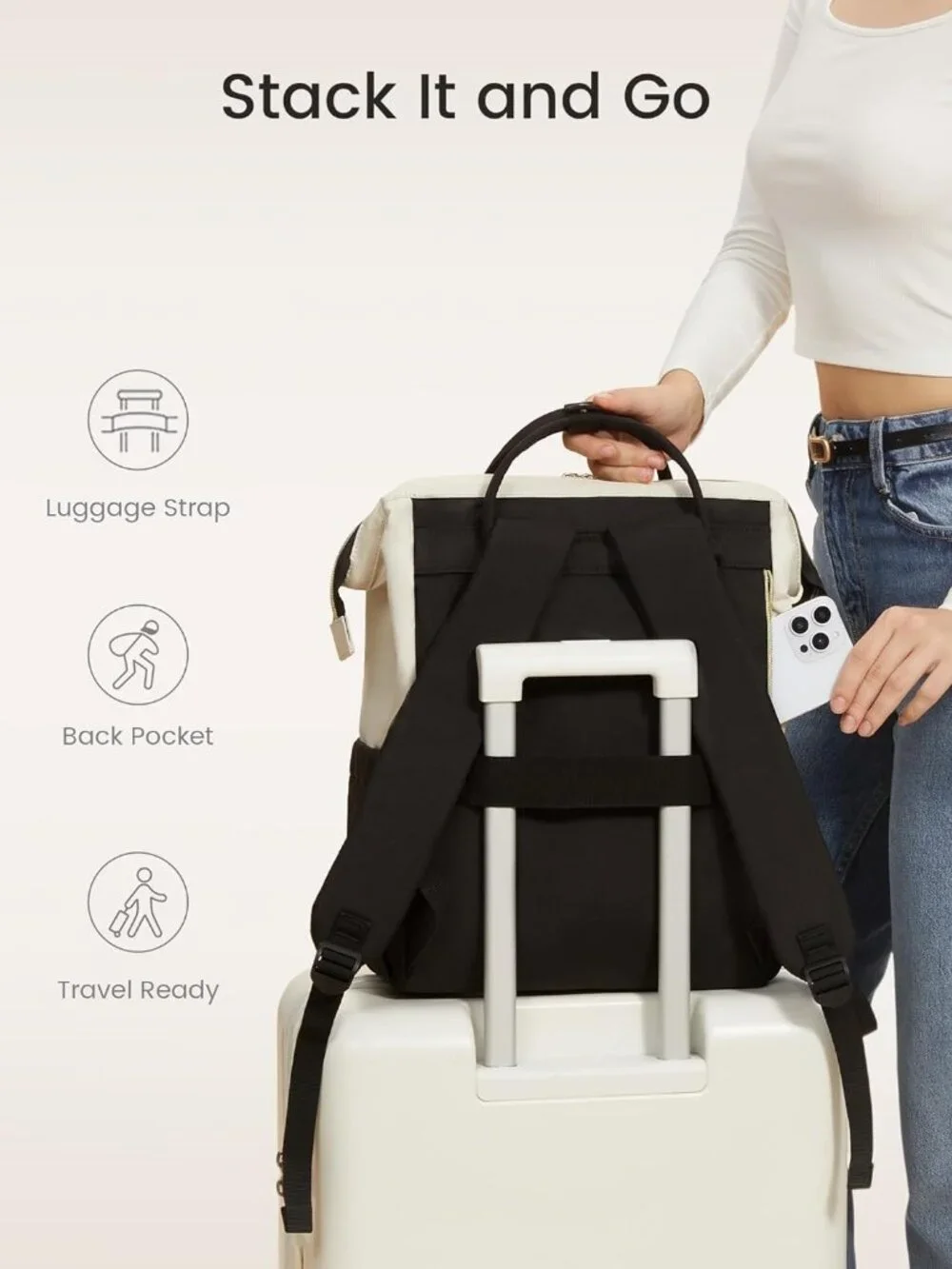 Laptop Backpack for Women, 15.6 Inch Work Business Backpacks Purse With Large Ca - Picture 8 of 8
